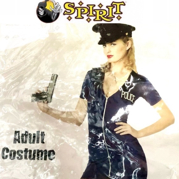 đSPIRIT HALLOWEEN Sexy Rookie Womenâs Police Officer 3pc Costume set sizeM EUC - Picture 2 of 7
